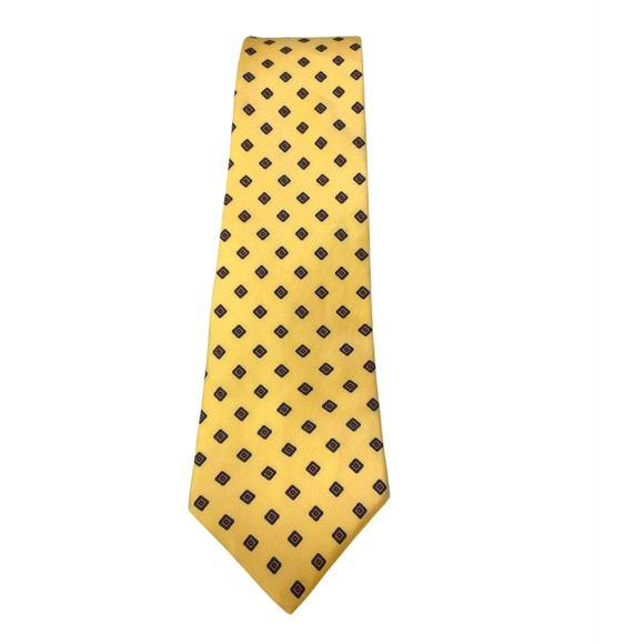 Dior Yellow Squared Design Silk Tie - Picture 2 of 4